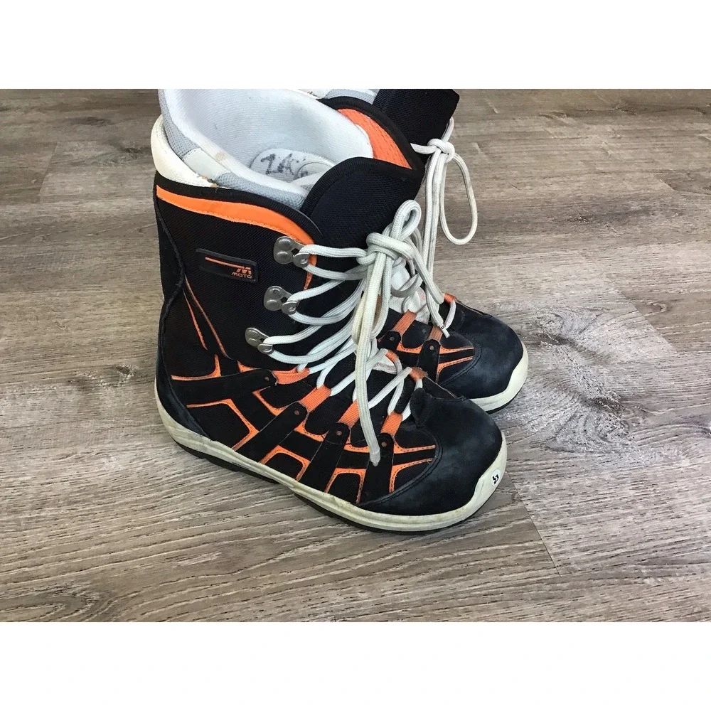 Burton Moto Men's Snowboard Boots USA Size 8.5 Gray Orange Lace Up